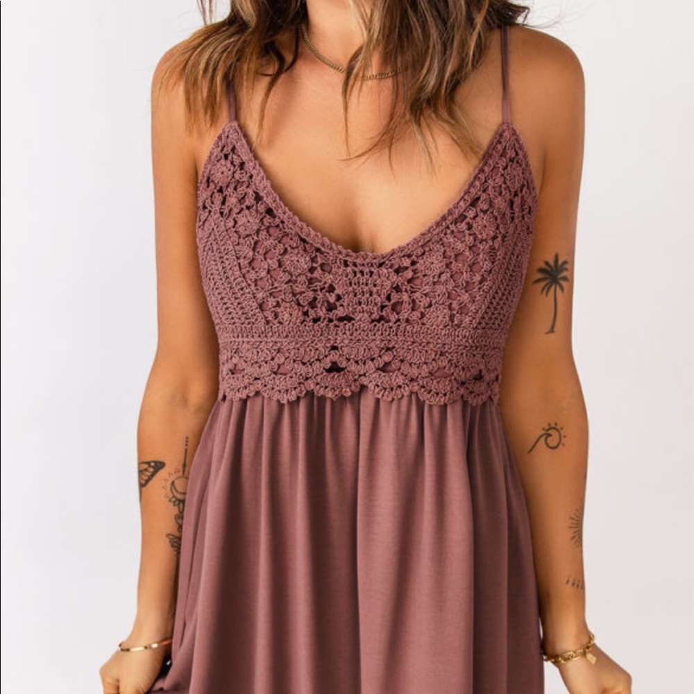 Pink Crocheted Maxi Summer Dress